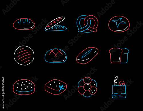 Bakery Bread Pastries Vector Icon Collection