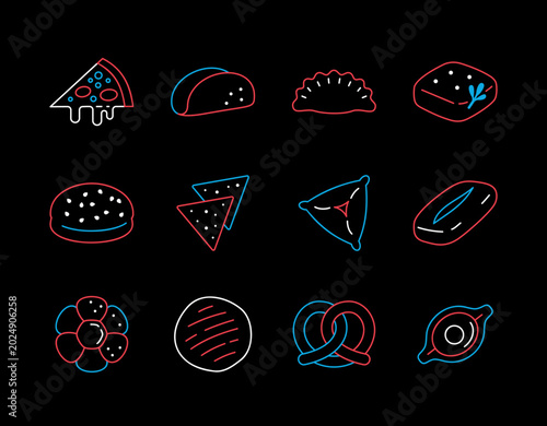 Diverse Savory Baked Goods Icons