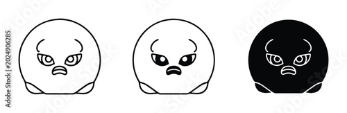 Schilderij op canvas Grumpy Face Icons, Angry Emoji Vector Art, Cartoon Character Emoticons, Black an