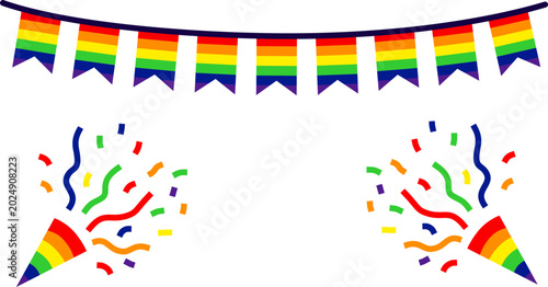 Tableau sur toile Festive pride celebration design element collection with party decorations, hang