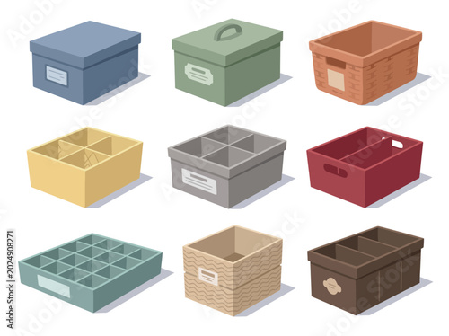 Photos A neat arrangement of colorful and stylish storage bins, showcasing practical organization solutions that enhance home aesthetics while promoting tidiness and efficiency