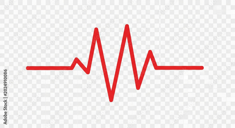 Obraz premium Bright red heartbeat signal line showing a medical pulse rhythm