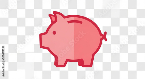 Pink piggy bank icon representing financial savings and money management