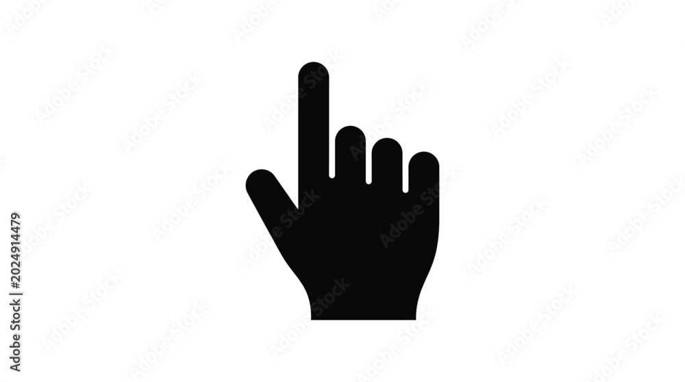 Fototapeta premium Hand pointing icon black silhouette on white background