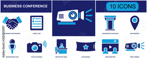 Tablou pe pânză Business conference icon set