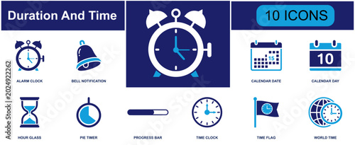 Bild auf Leinwand Duration and time icon set