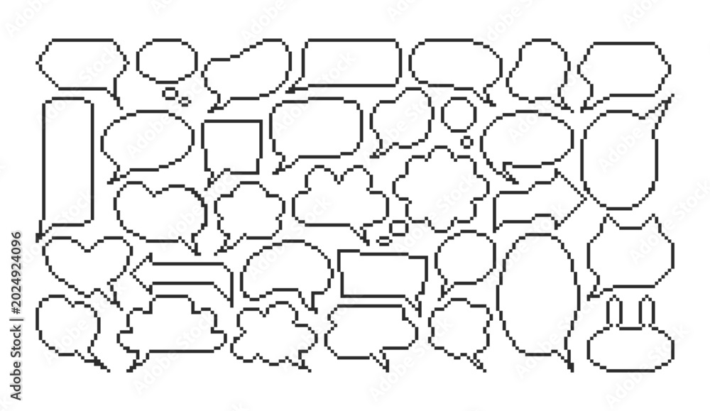 Fototapeta premium Speech Bubbles Set Outline Line Art