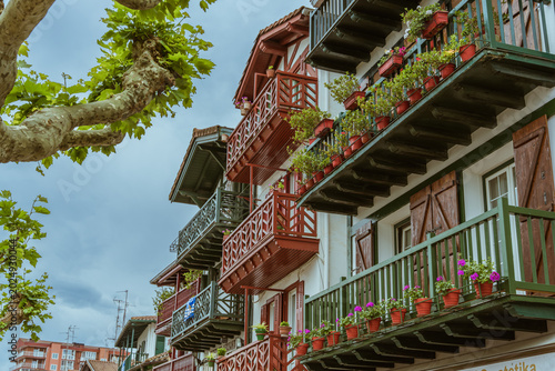 Colorful Traditional Fisherman Houses in La Marina District of Hondarribia, Basque Country, Spain