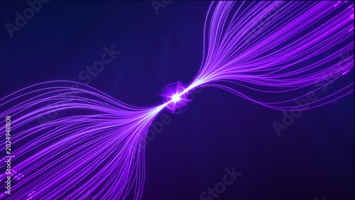 Obraz na plátně Fiber Optic Data Nodes Flow Ai Deep Machine Learning Algorithm Neural Flow Netwo