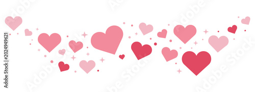 Tableau sur toile Pink Hearts Garland: A festive arrangement of pink hearts and sparkling stars, symbolizing love and joy
