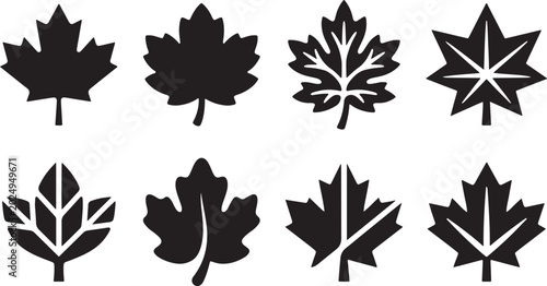 Fotografia Minimalist maple leaf icon vector set