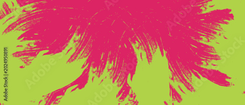Abstarct Grunge Brush Background. Vibrant pink brush strokes on green background.