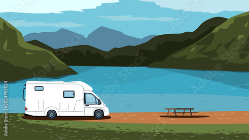 Scenic Lakeside Camper Van in Mountain View