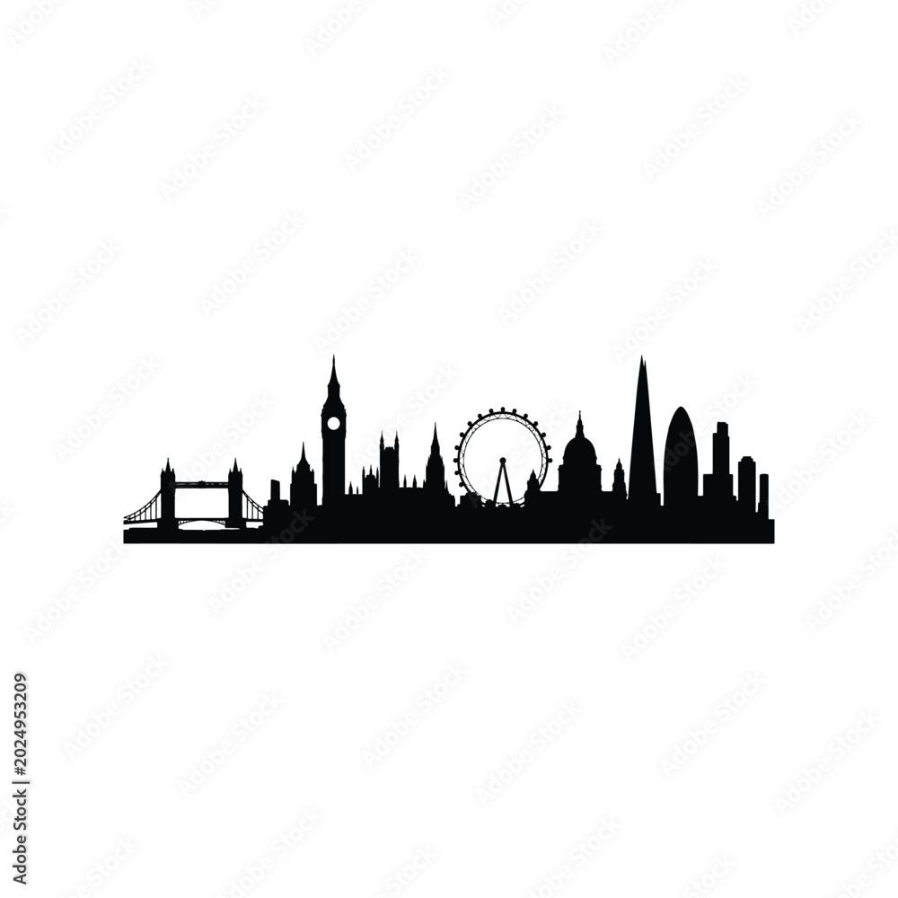 Fototapeta premium London skyline silhouette city landmark icon