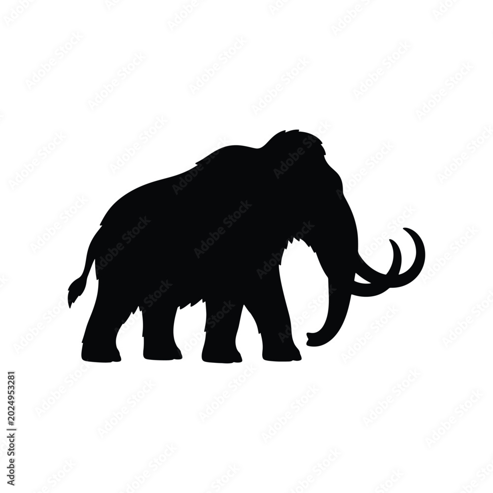 Obraz premium Prehistoric mammoth silhouette ancient wildlife icon