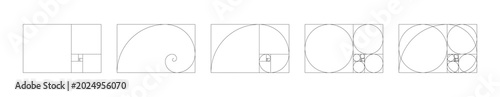 Foto Horizontal Fibonacci numbers array set of 5 elements for design