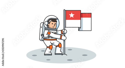 Photos Astronaut planting Indonesian flag on moon