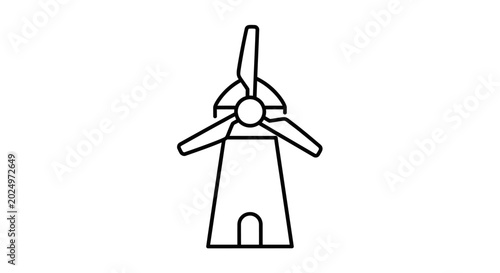 Windmill line icon. Simple outline vector illustration of a traditional mill for sustainable energy, agriculture, and grain production.