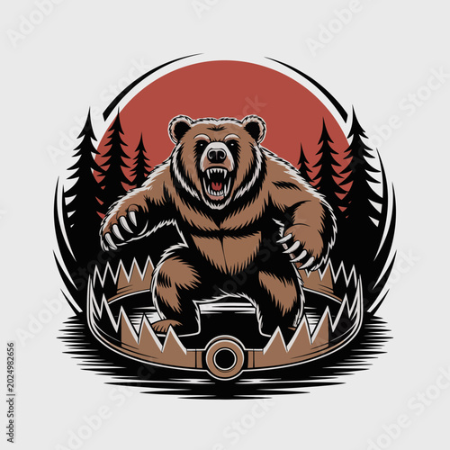Photos Brown bear in angry aggressive stance.