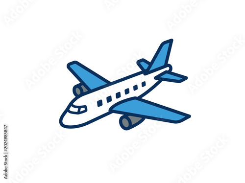 Airplane flying through clear blue sky.