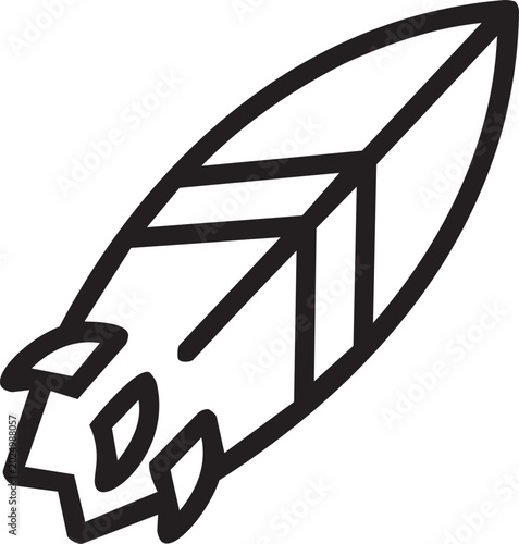 Photography Surfboard outline vector icon – summer beach surfing symbol isolated