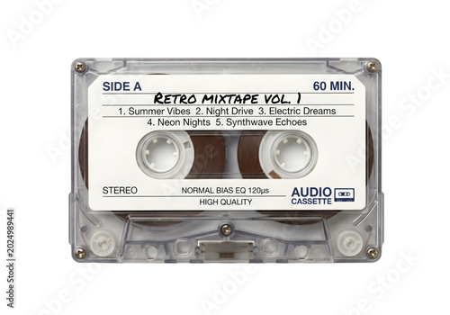 Tableau sur toile clear cassette tape with white label and black text png on transparent backgroun