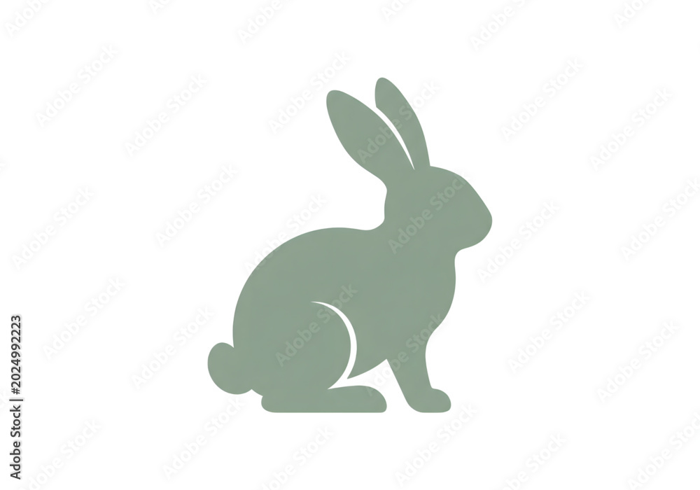 Obraz premium green rabbit silhouette png on transparent background