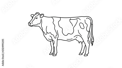 Holstein Cow Line Art Illustration