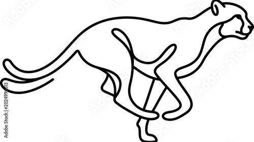 Fotografie Cheetah running outline illustration, vector art, speed and agility