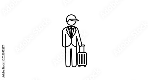 Tableau sur toile Businessman with a suitcase standing alone.