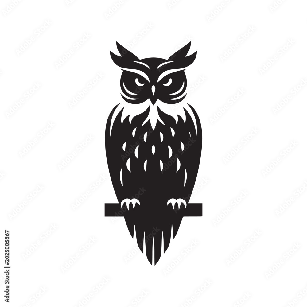 Obraz premium vector owl on branch
