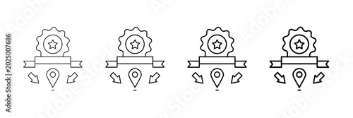 Photos Market Position Icons Vector Set In Different Stroke Line Style