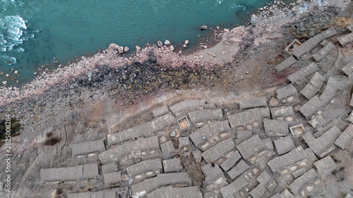 Photos Aerial View of Lancang River and Millennium Ancient Salt Fields in Mangkam, Xiza