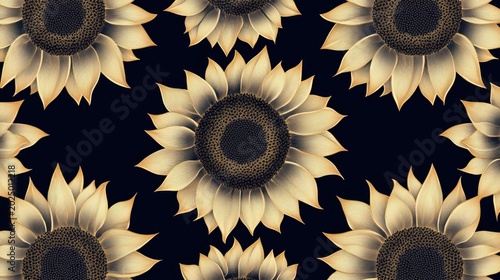 Golden sunflower pattern on a dark background
