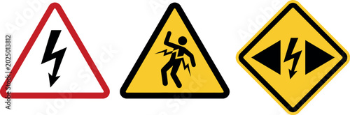 Canvas Print Electrical Hazard Warning Sign Set for Workplace Safety Electrocution Risk High