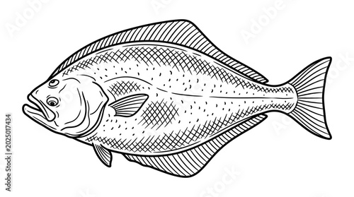 Photos Flounder Fish Illustration - Hand-Drawn Style
