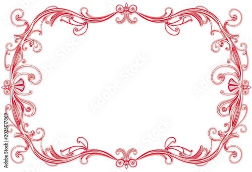 Elegant Red Vintage Floral Frame Border Design