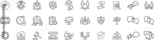 Photos Business ethics, professional conduct and corporate compliance line icons set