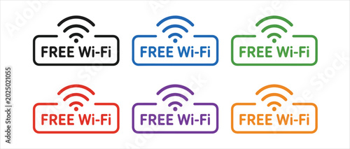 Rounded Rectangle Free WiFi Badge Icons Vector Collection