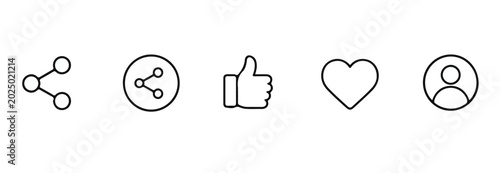 Social Media Interaction Line Icons Vector Collection