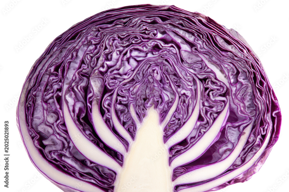 Obraz premium Cross section of a fresh red cabbage isolated on transparent background