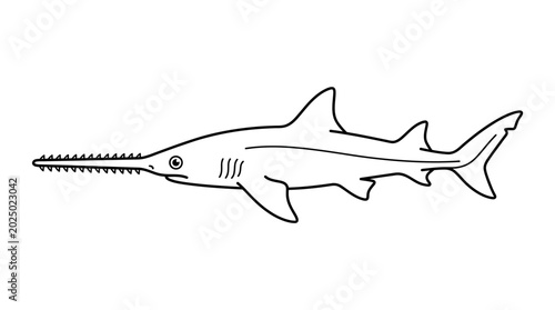 Tableau sur toile Sawfish Outline Illustration - Marine Animal