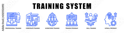 Foto blue - Training System web banner icon vector illustration concept