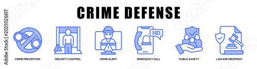 Schilderij op canvas blue - Crime Defense web banner icon vector illustration concept