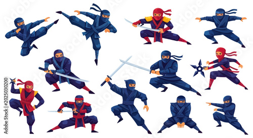 Fotografía Ninja Warriors Collection: Dynamic Martial Arts Poses