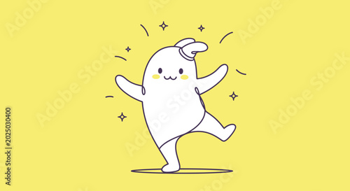 фотографія Cute Cartoon Character Dancing with Joy and Excitement.
