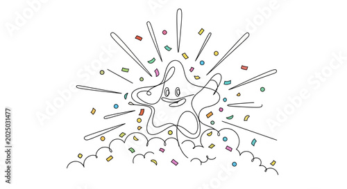 фотографія Smiling cartoon character with confetti.