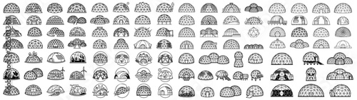 Geodesic Dome Icon Collection with Futuristic Eco Architecture Designs