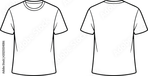Quadro em tela Blank white men t-shirt mockup flat vector illustration technical fashion sketch