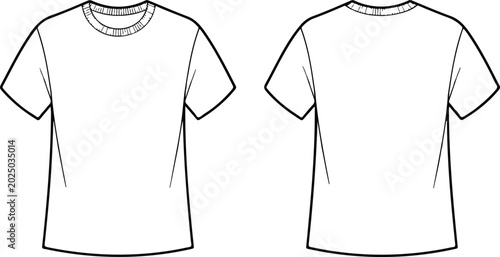 Quadro em tela Blank white men t-shirt mockup flat vector illustration technical fashion sketch